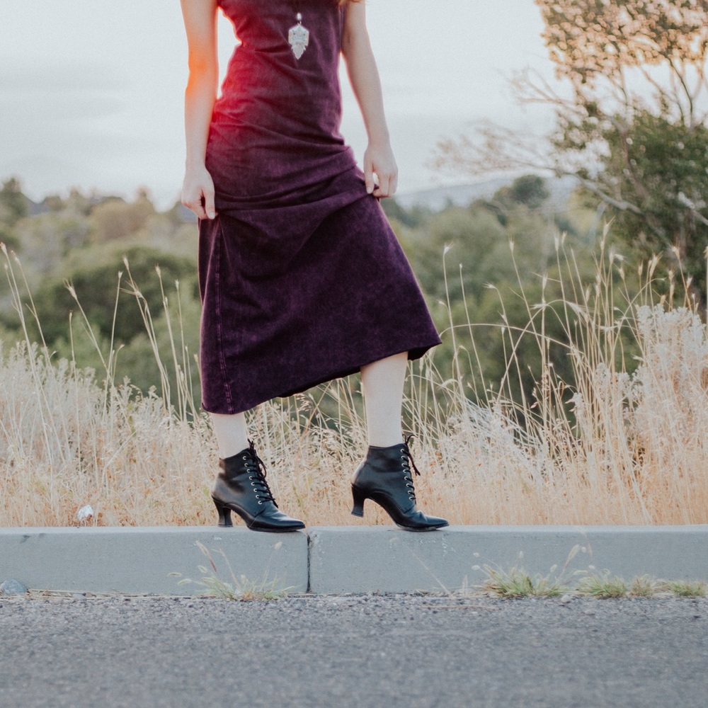 Black Leather Lace-Up Ankle Boots
